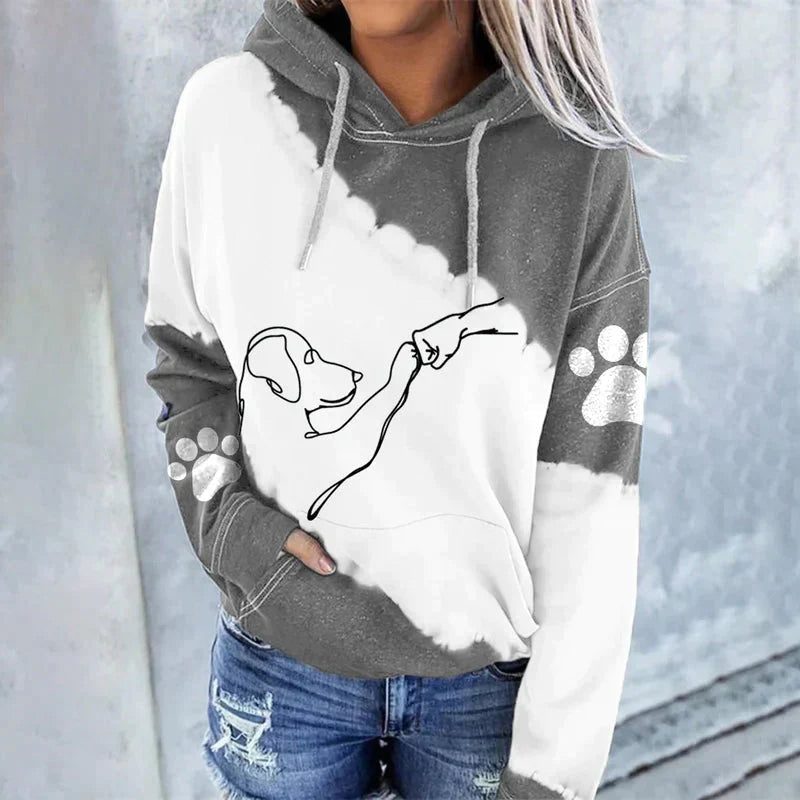 Luvik | Trendy uformell hettegenser med hundetrykk