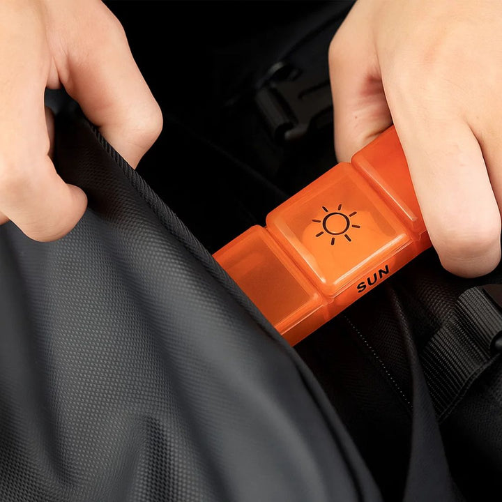 MediTrack | Ukentlig Pilleorganisator – Forbedrer Medisinoverholdelse - Enkel-åpne Store Rom – BPA-fri Holdbar – Reise & Seniors Luvikno