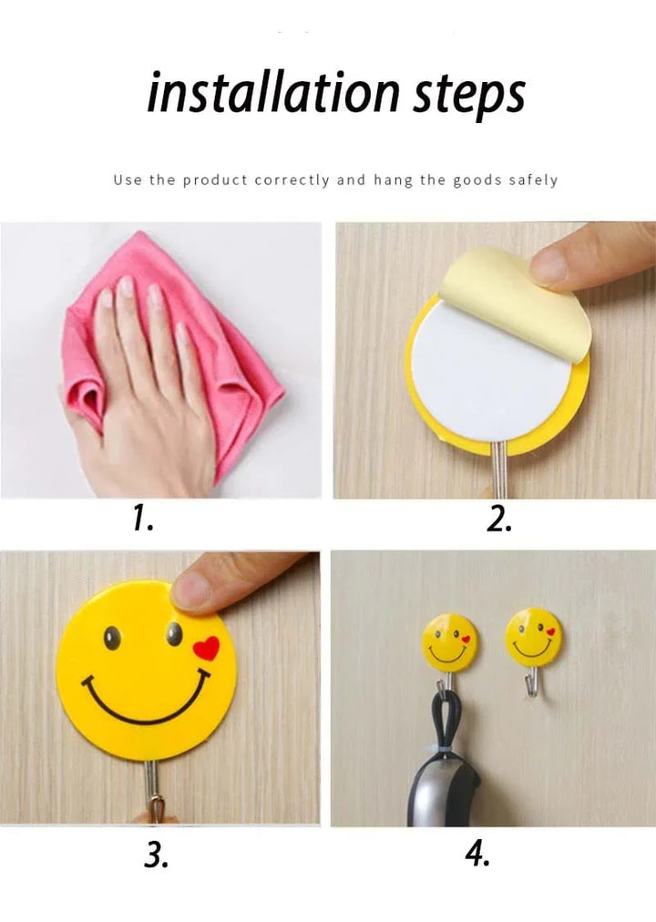 3 PC Emoji Veggkrok Tung Duty Selvklebende Krok Luvikno