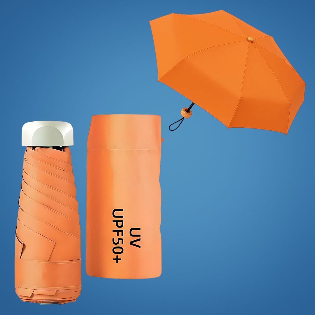 UrbanBrolly | Mini UV Sammenleggbar Paraply – UPF 50+ Solbeskyttelse – Vannavvisende – Lett Bærebar Størrelse Reise Bruk Luvikno