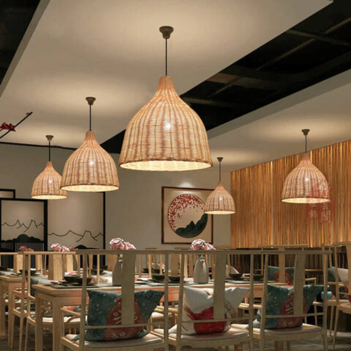 RusticGlow - Vevd Rattan Pendellampe Luvikno