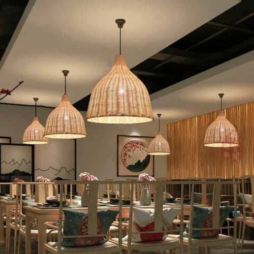 RusticGlow - Vevd Rattan Pendellampe Luvikno