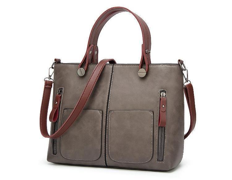 Cera - Dobbel Frontlomme Vintage Tote Håndveske | Luvikno