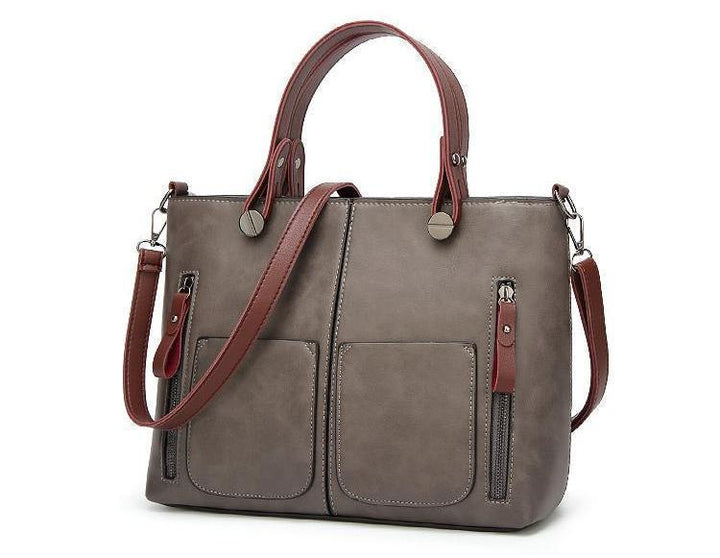 Cera - Dobbel Frontlomme Vintage Tote Håndveske | Luvikno