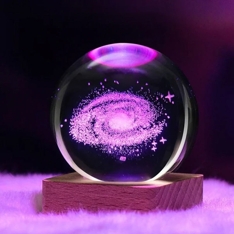 3D Galaxy Crystal Ball Natt Lys Dekor Lampe | Luvikno