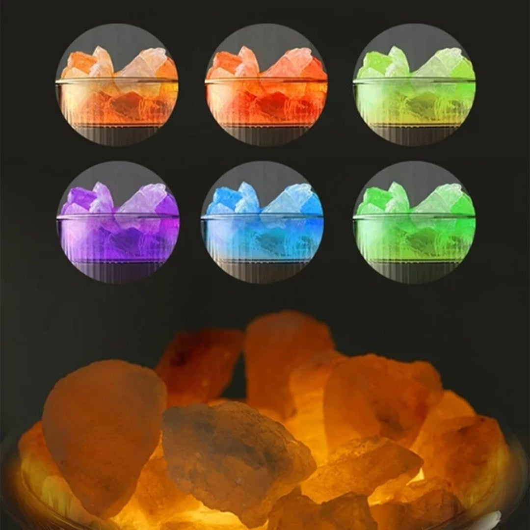 SereniGlow Crystal Salt Fuktighetsgiver | USB Aroma Diffuser – Nattlys & Luftrenser – For Avslapning, Stressreduksjon & Forbedret Luftkvalitet Luvikno