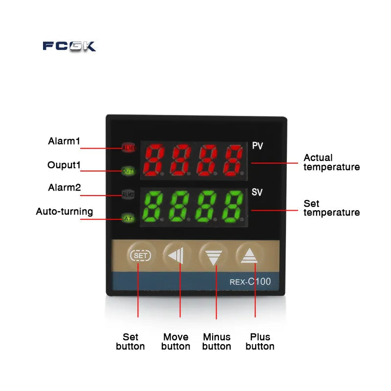 REX-C100 SSR Utgangstermostat Digital Timer | Luvikno