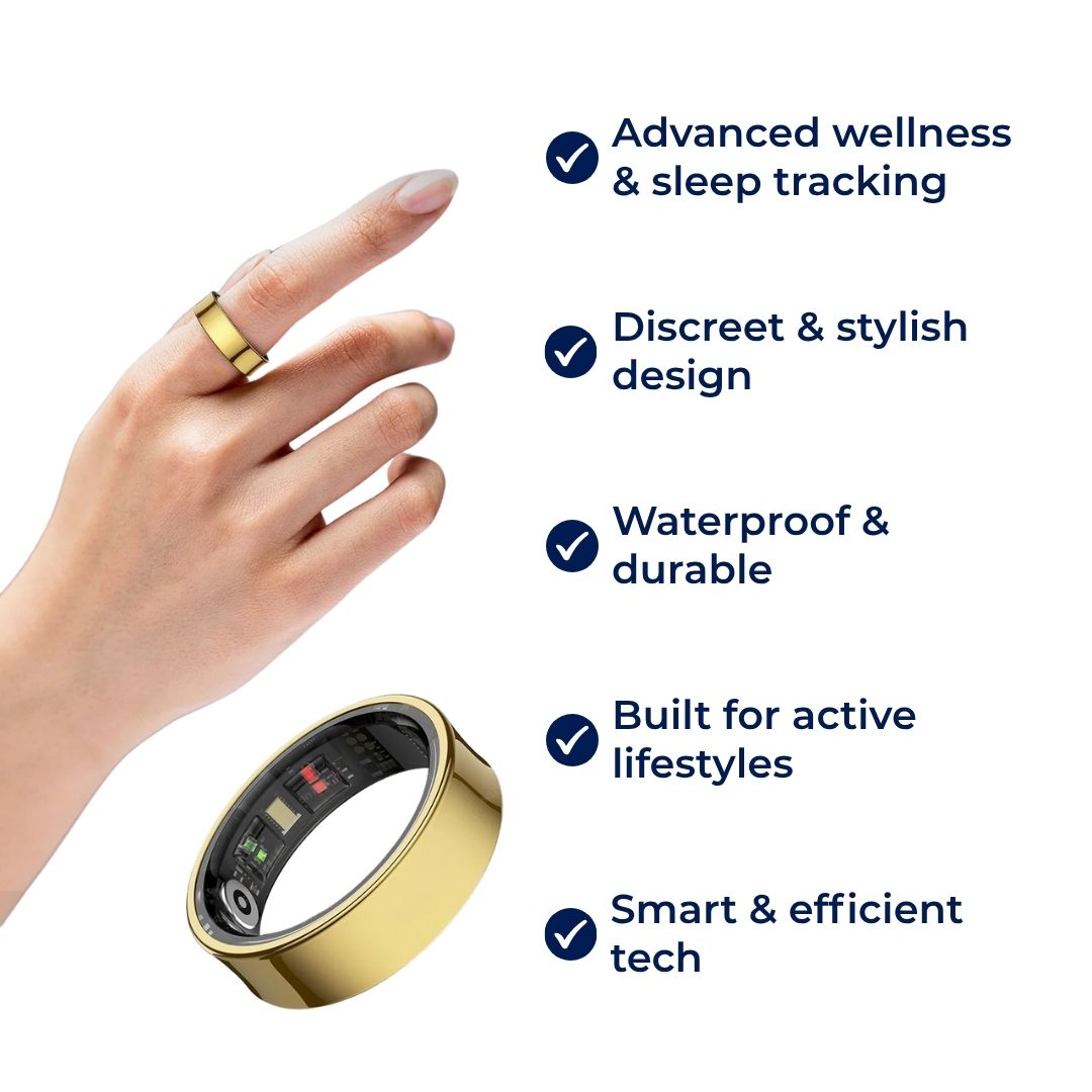 VitalBand Smart Ring – Søvn & Velvære Tracker – Vanntett – Ideell for Aktiv Livsstil Luvikno