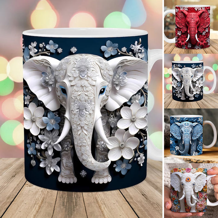 3D Elefant Blomster Kopp | Luvikno