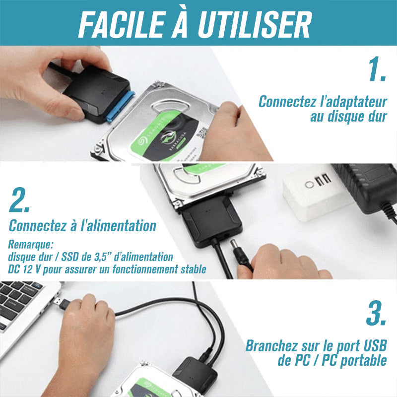 USB 3.0 til SATA III harddiskadapter | Luvikno