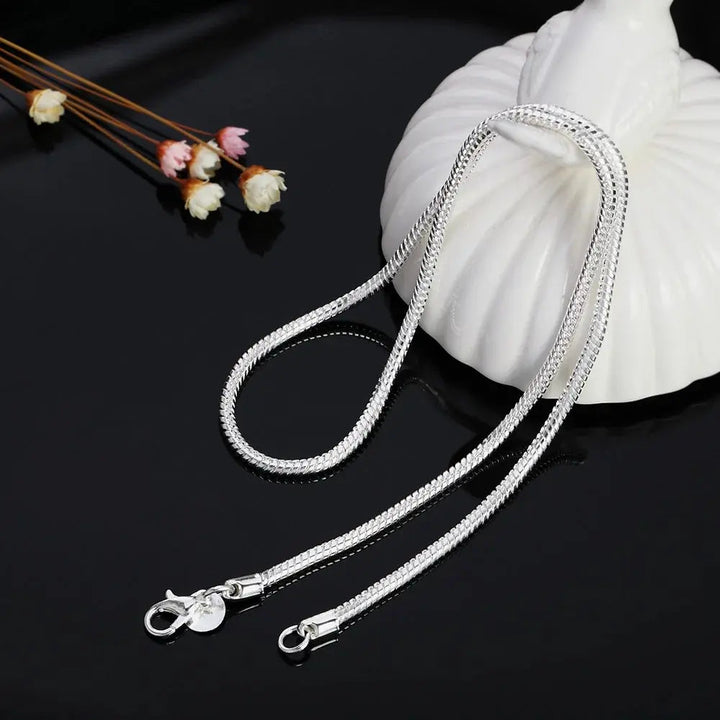 Luvik | 925 3mm Sterling hopea käärme kaulaketju