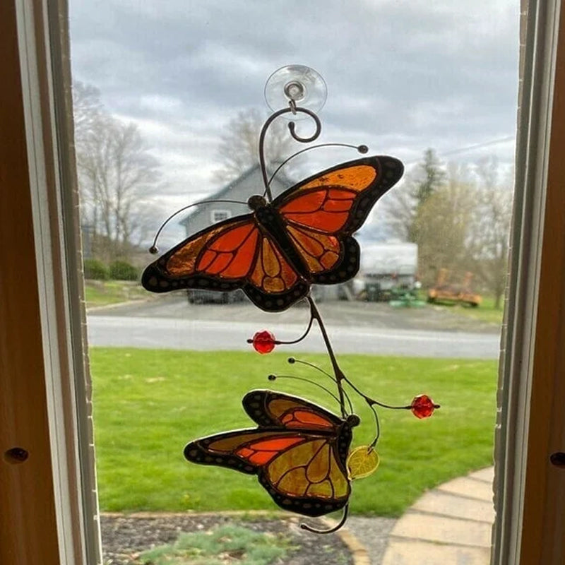 Flekkete Monarch Butterfly Glass Window Decor | Luvikno