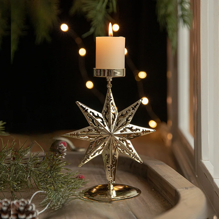 Julelysestaker - Stjerne- og juletredesign for festlig dekorasjon | Luvikno