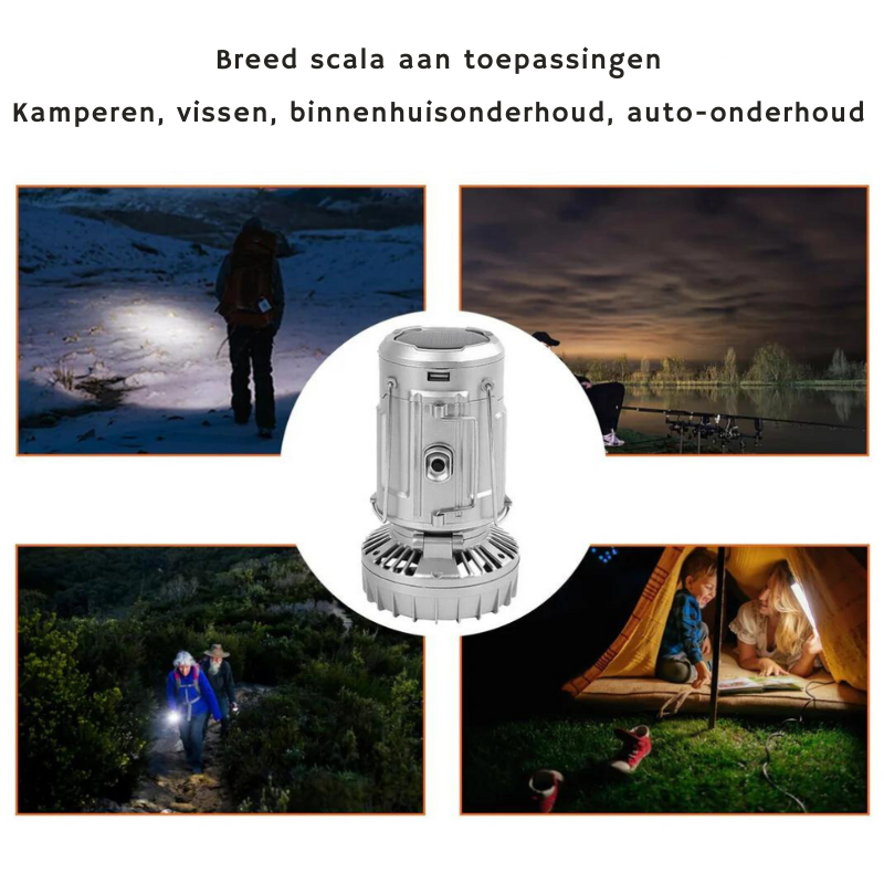 Campinglampe med vifte | Luvikno