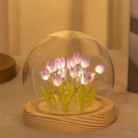 Håndlaget kunstig tulipan LED nattlampe bordlampe for soverom og gaveinnredning Luvikno