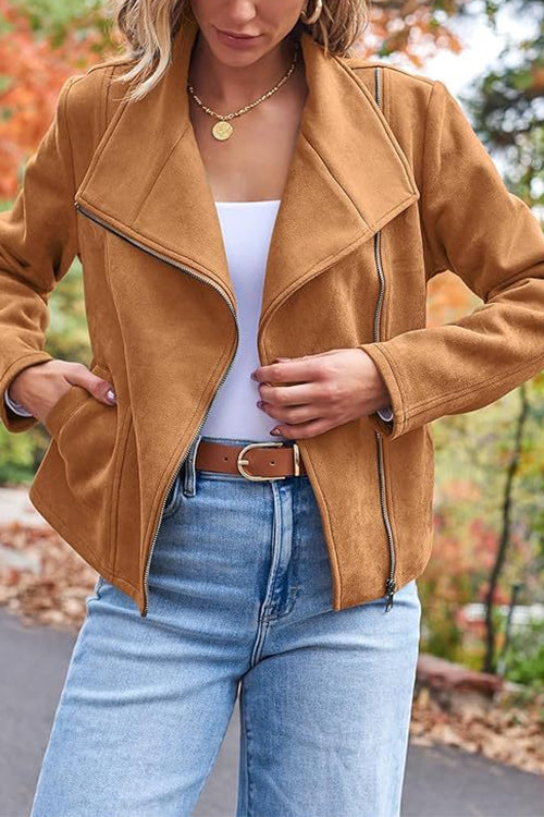 Luvik | Up Pocketed Faux Suede Motorsykkeljakke (7 forskjellige farger)