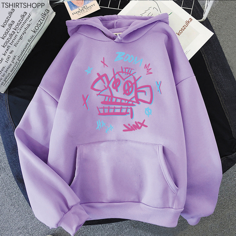 Luvik | Arcane Hettegenser Harajuku Typi Jinx og Ekko