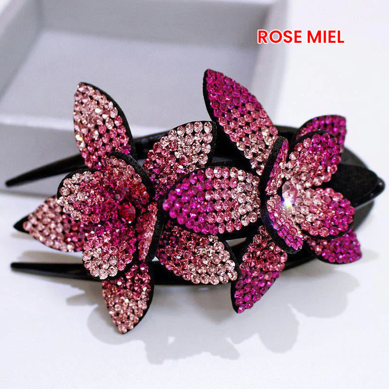 Double Flower Rhinestone Hair Pin | Luvikno