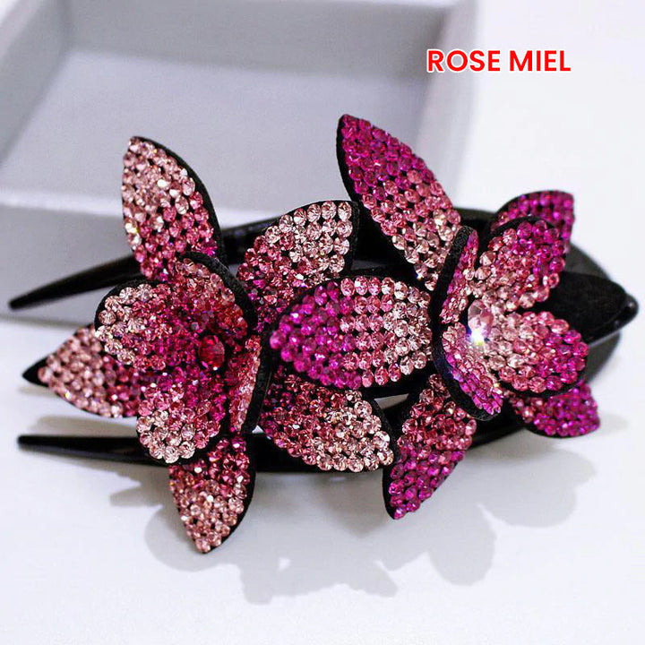 Double Flower Rhinestone Hair Pin | Luvikno
