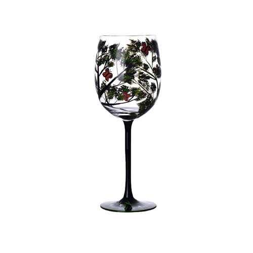 Fire Seasons Tree Vin Glass - Håndmalt Kunst | Luvikno