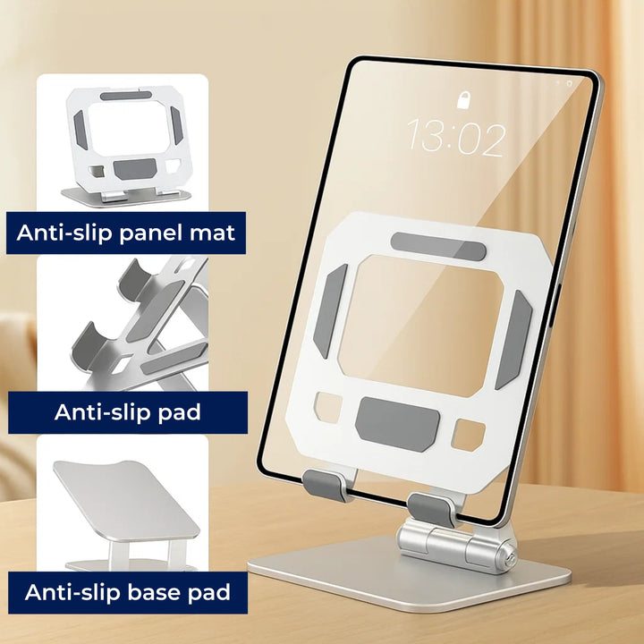 DeskEase | Justerbar Nettbrettstativ – Ergonomisk Komfort – Sammenleggbar Anti‑skli Design – Ideell for Arbeid, Studier, Reiser & Videokonferanser Luvikno