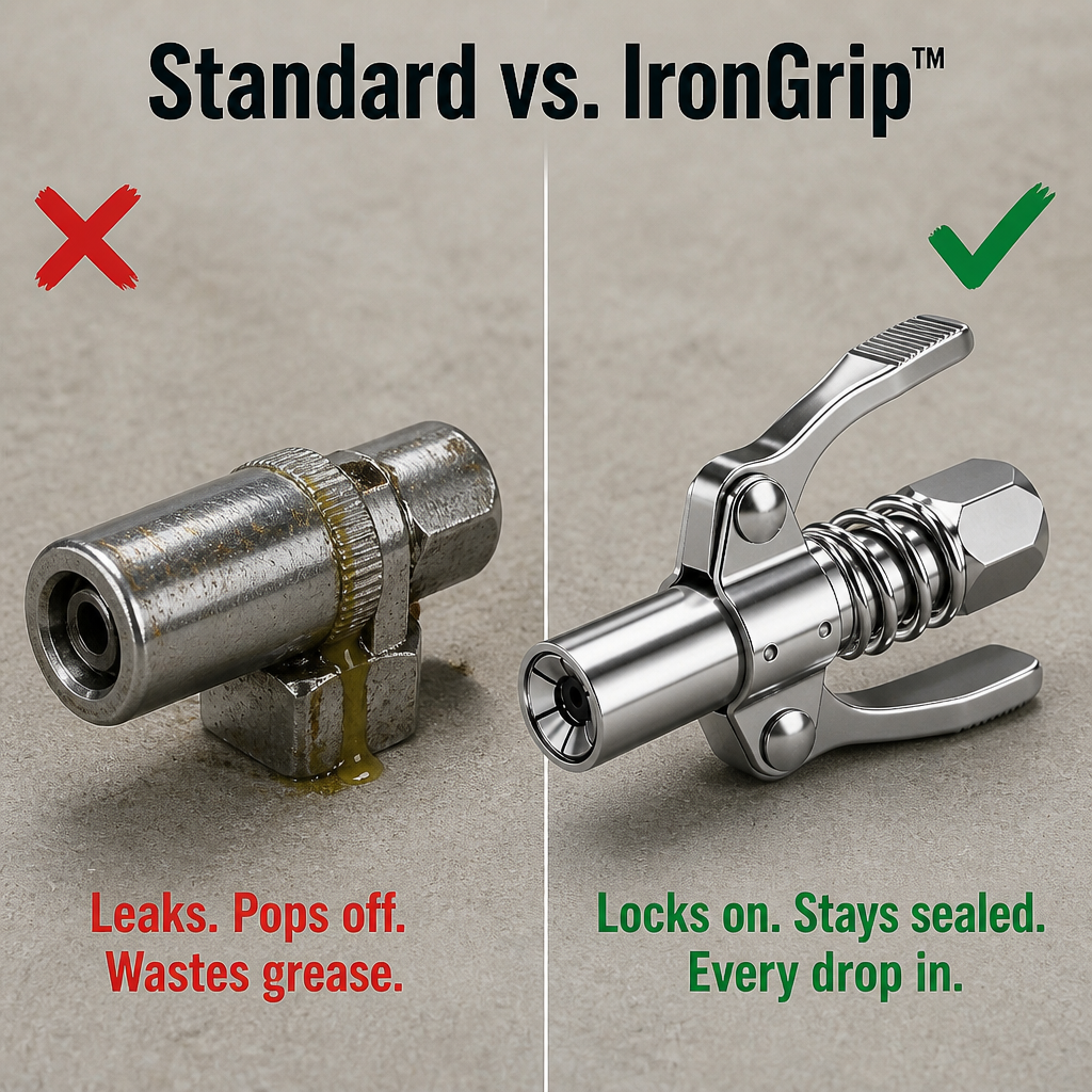 IronGrip fettnippel kobling med to-hånds låsing | Luvikno