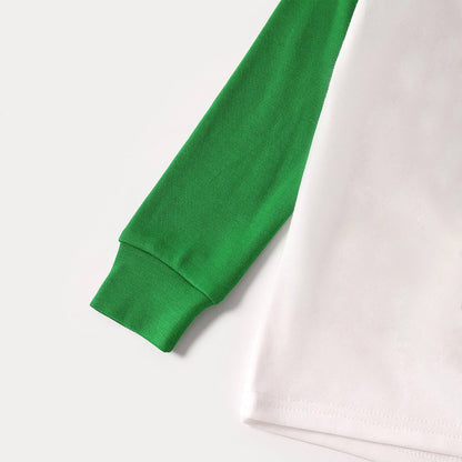 Luvik | Joulupukin hattu ja perheen joulun 2025 printti pitkähihainen paita vihreillä ja mustilla ruudullisilla joulupaitaseteillä