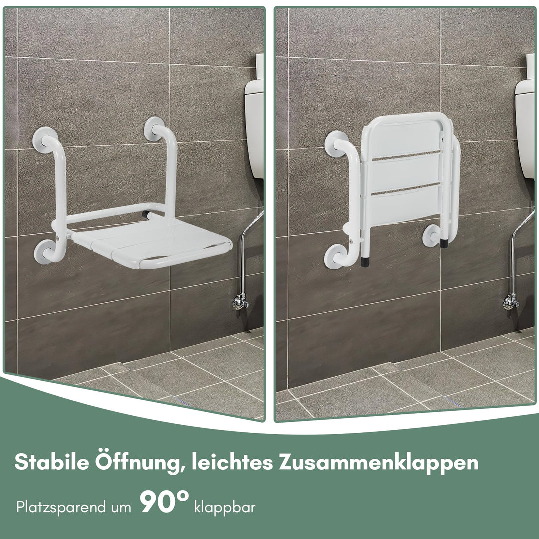 Foldbar dusjsete med armlener veggmontert | Luvikno