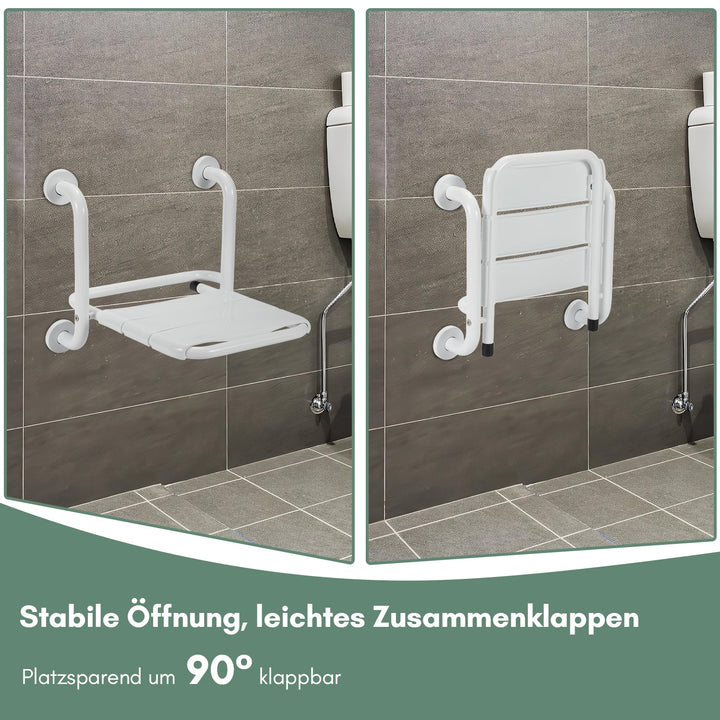 Foldbar dusjsete med armlener veggmontert | Luvikno