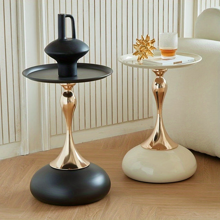 Moderne sidekabinett med keramisk base og metallben – 55 cm høy | Luvikno