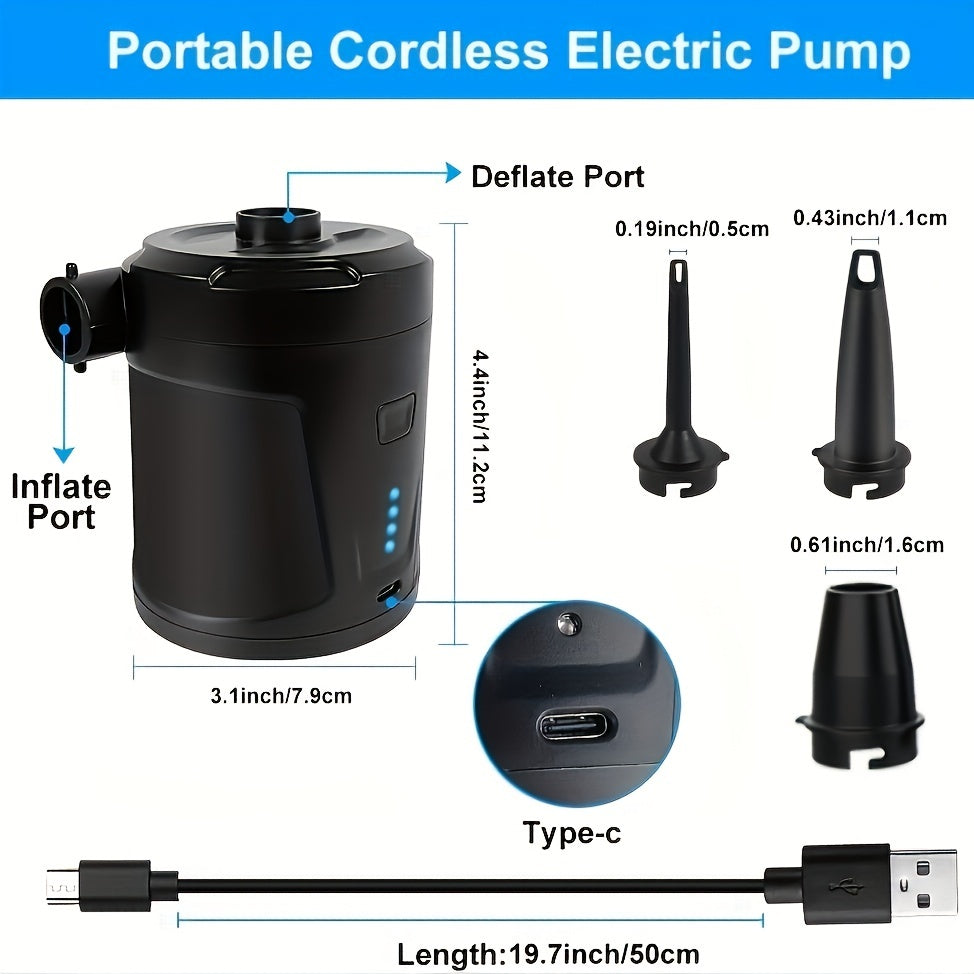 Luvikno | Elektrisk Luftpumpe AirTrek Mini | USB Oppladbar & Trådløs | Kompakt & Robust | For Luftmadrasser & Utendørs