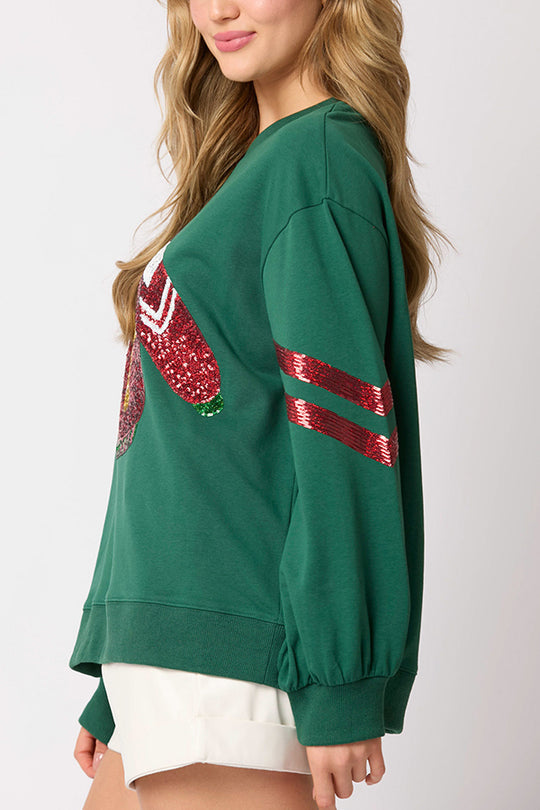 Luvik | Joulupailletti- Pyöreä kaula- Rennon pitkähihainen paita