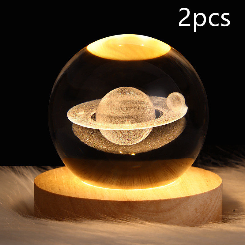3D Galaxy Crystal Ball LED Nattlys | Luvikno