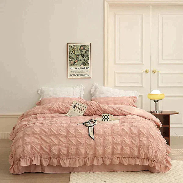 Icy Seersucker Sommer Kjøl Quilt Blonde 4-delt Sett | Luvikno