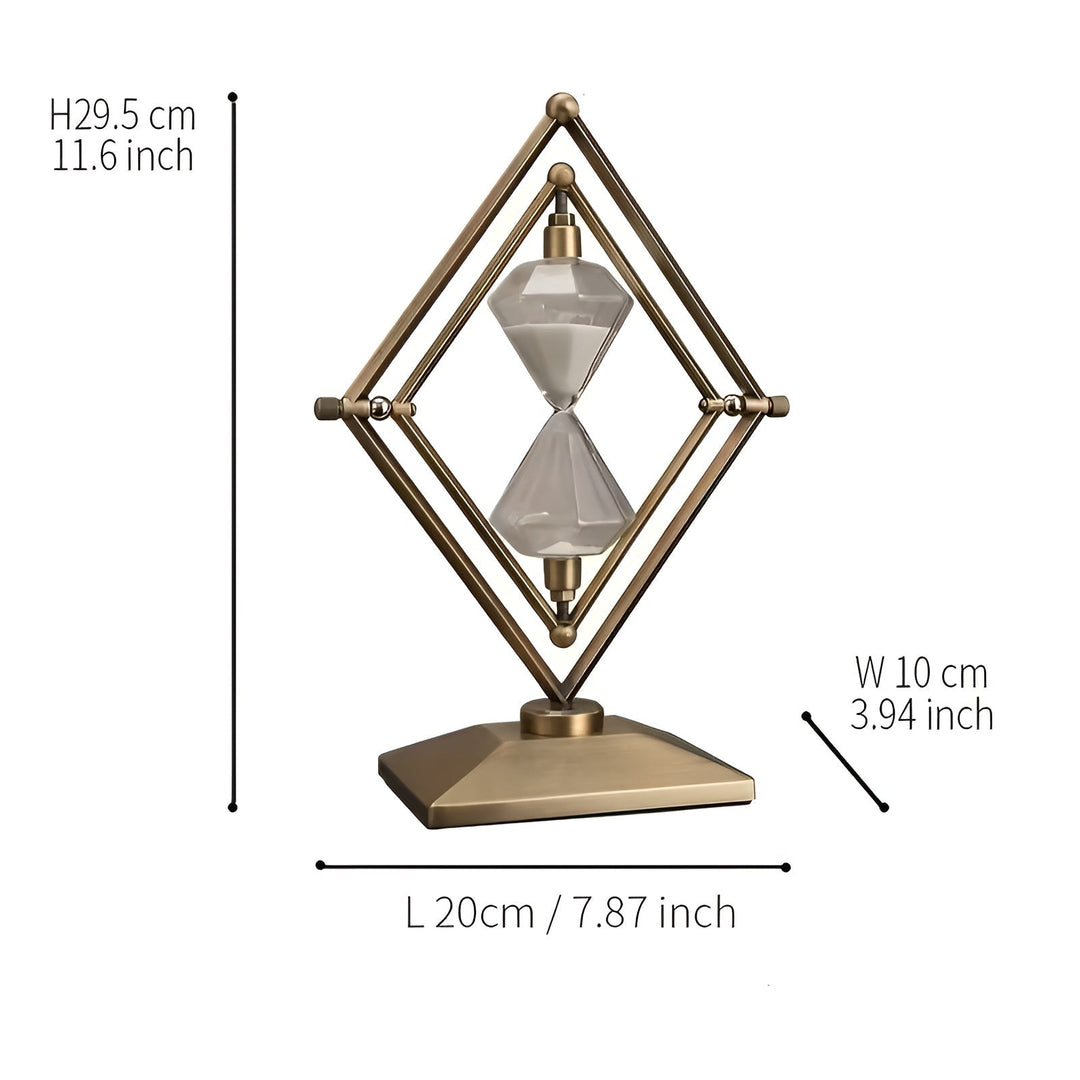 Timeglass med geometrisk metallramme – Dekorativ og avslappende | Med hvit sand som meditasjonstimer | Luvikno