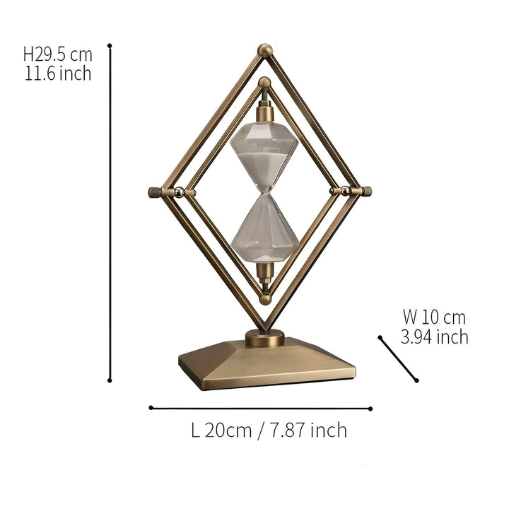 Timeglass med geometrisk metallramme – Dekorativ og avslappende | Med hvit sand som meditasjonstimer | Luvikno