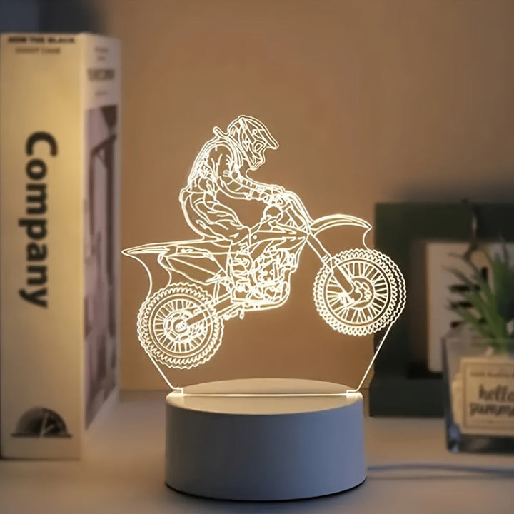 MotoLamp - 3D LED Nattlampe Motocross Tema Luvikno