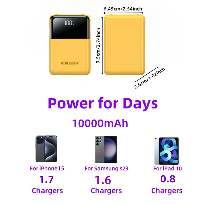Powerbank 10000mAh Mini med Display | Luvikno