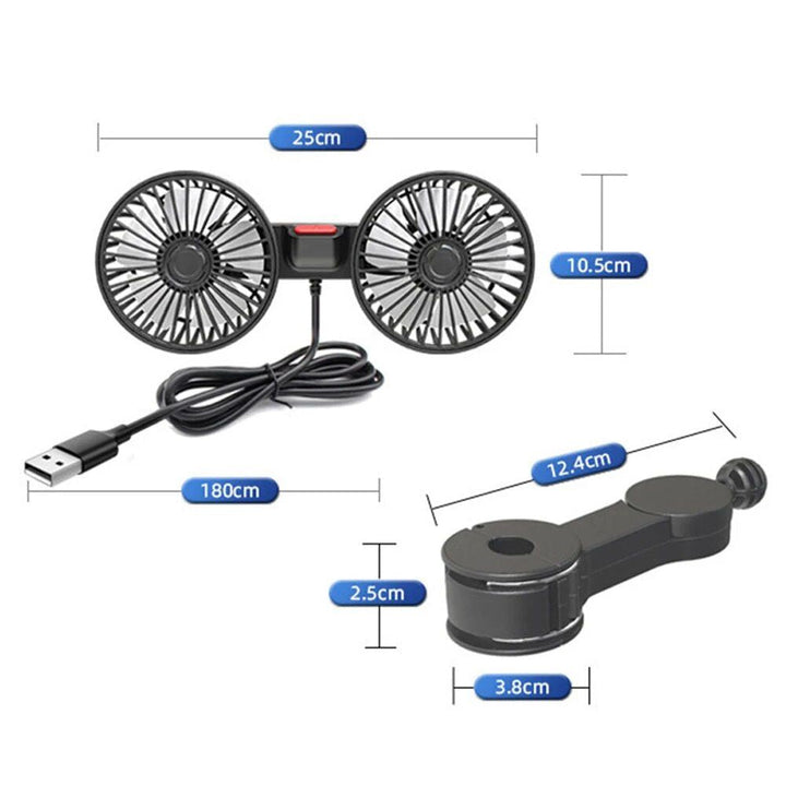 Dual Head USB Bilvifte med 360° Rotasjon for 12V/24V Kjøretøy | Luvikno