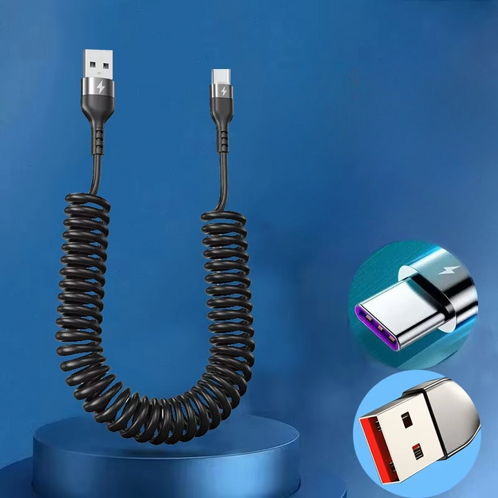 Universal vår teleskopisk hurtigladerkabel USB-C & Lightning Luvikno