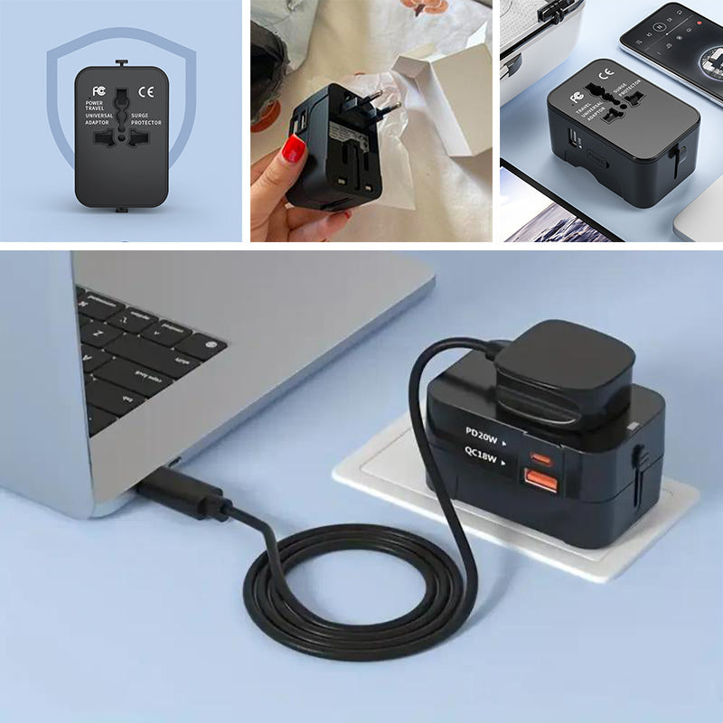 Universell reiseadapter med doble USB-porter | Luvikno