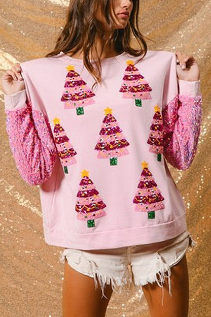 Luvik | Joulupukki Rentoa Avoin Pyöreä Kaula Vaaleanpunainen Hiha Collegepaita