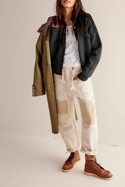 Luvik | Takki Pystykaulus Yksivärinen Neuletakki