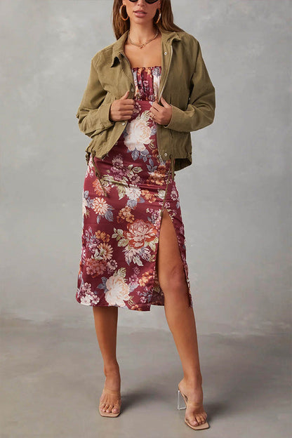 Luvik | ruudullinen Käänteet usea nappi kaksi taskua midi-takki