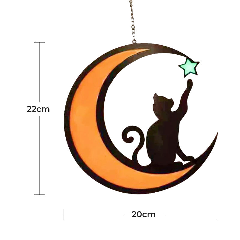 Luvikno | Moon Cat Dekorasjon Anheng laget av Akryl