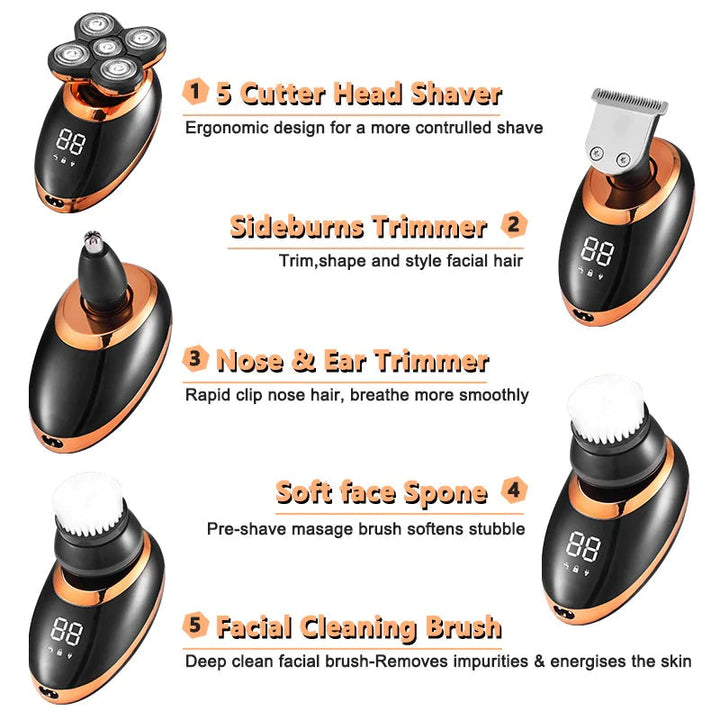 5 i 1 Oppladbar Elektrisk Barbermaskin Pro | Luvikno