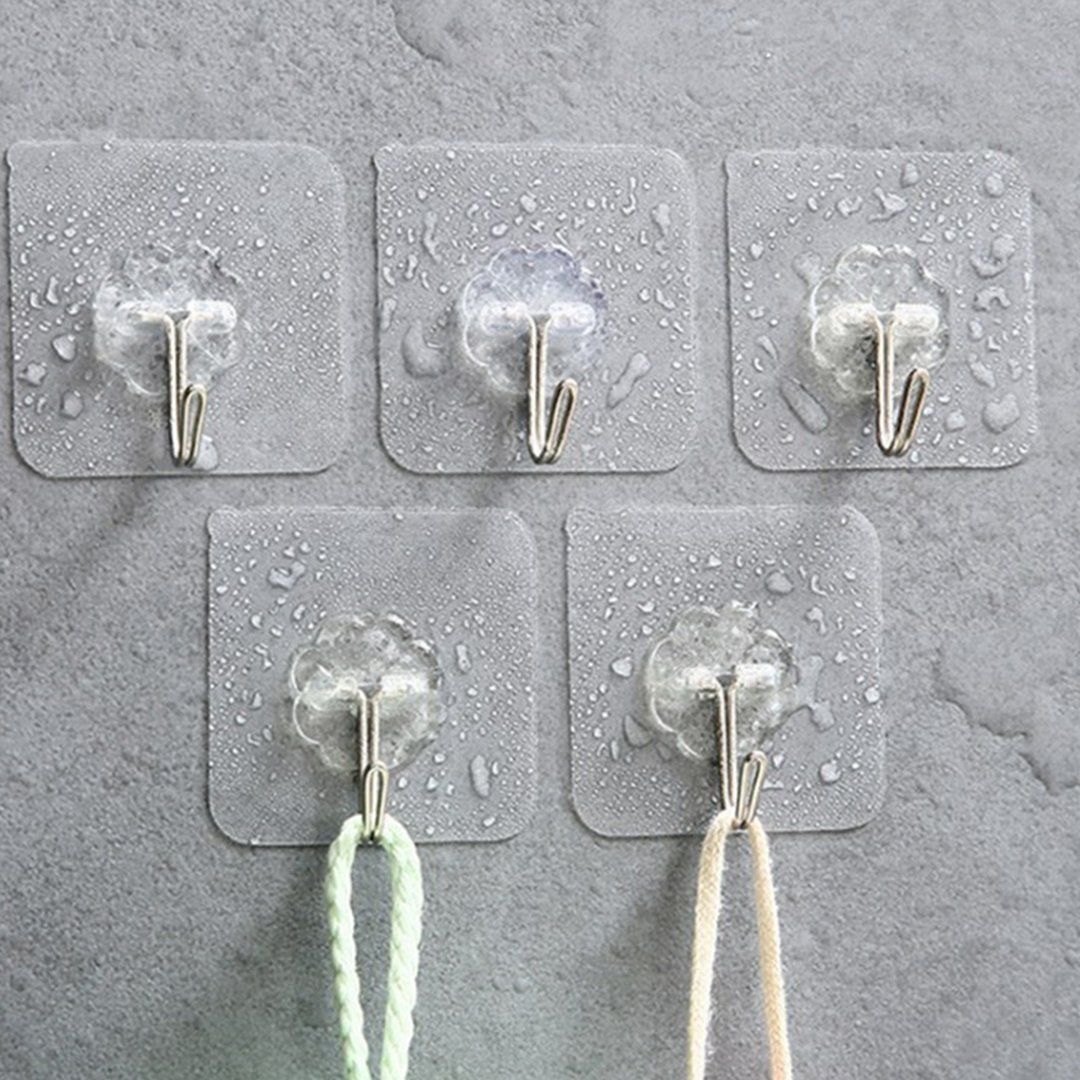 5Pcs/pakk Transparent Sterk Selvklebende Vanntett Vegghook | Luvikno