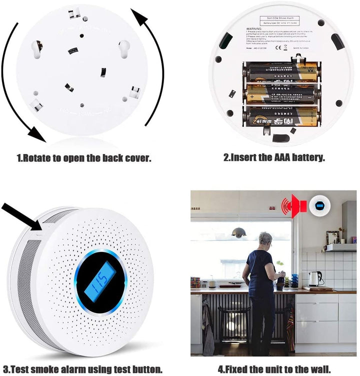 CombiSafe Røyk- og Karbonmonoksid Detector med Langvarig Batteri | Luvikno