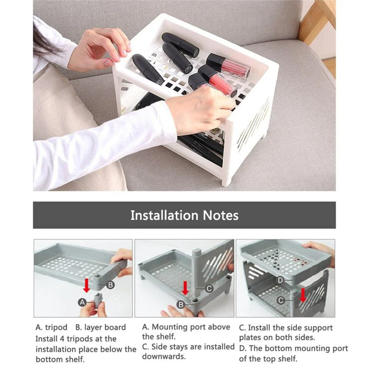 Dobbel Lag Plastic Stroge Organizer Shelf Luvikno