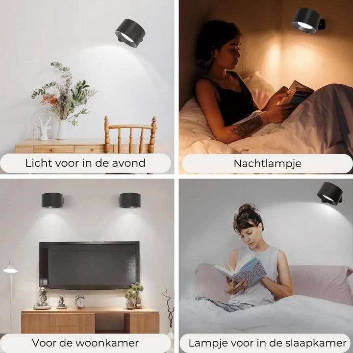 Luvikno | Vegglampe Oppladbar Trådløs 360°